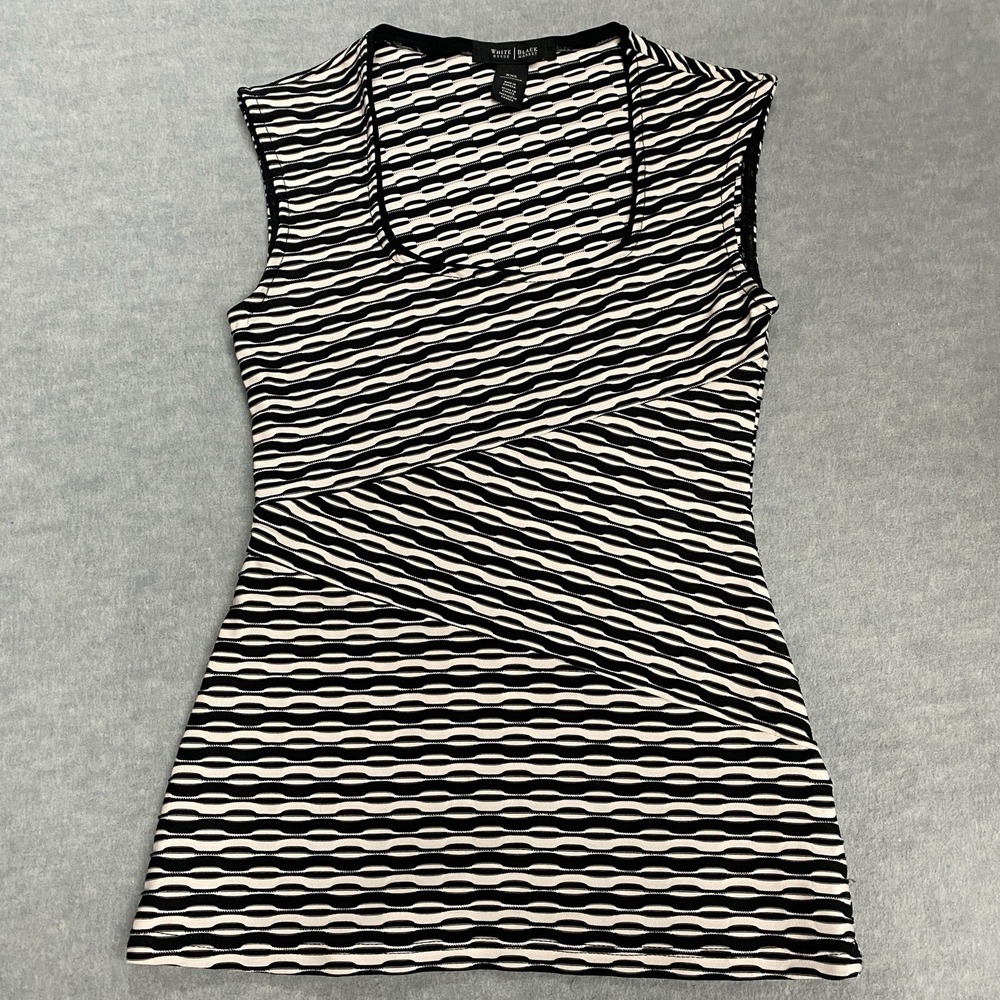White House Black Market Women XXS Blouse Tank Top Shirt Black White Striped